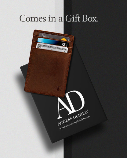 Genuine Leather Slim Card Holder – RFID Blocking, Minimalist