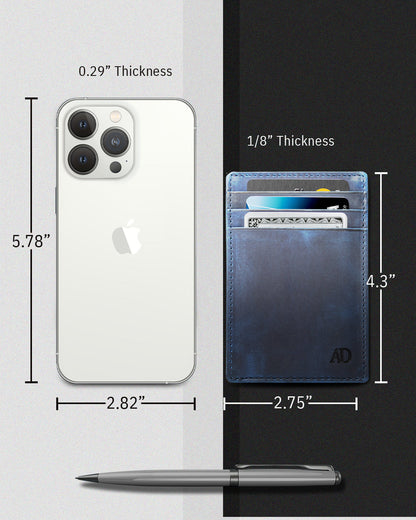 Genuine Leather Slim Card Holder – RFID Blocking, Minimalist
