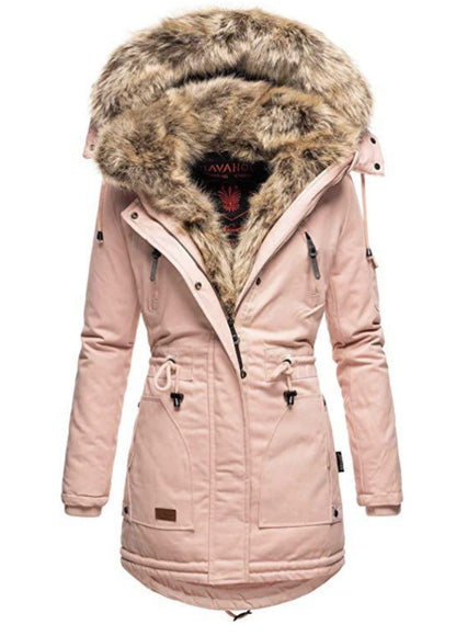 Women's Winter Warm Fur Collar Zipper Hooded Coats