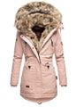 Women's Winter Warm Fur Collar Zipper Hooded Coats