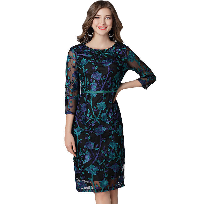 Embroidered Dress Fat French Style Temperament Dresses