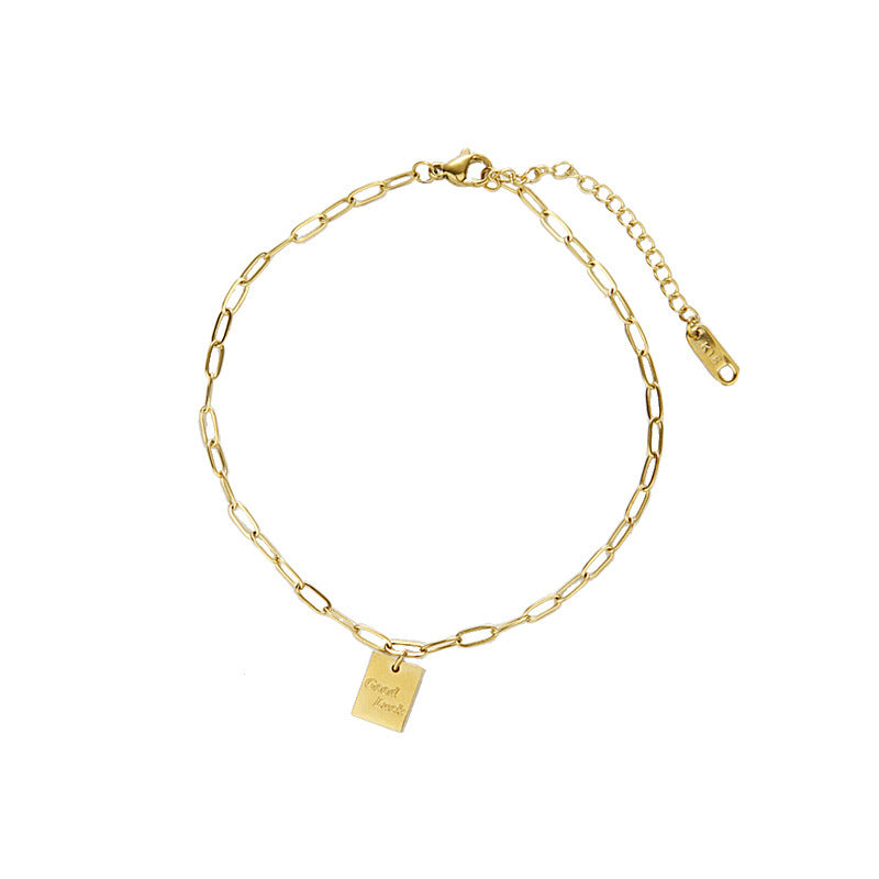 Square Plate Goodluck Letter Anklet For Women