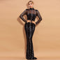 Women's Long Sleeve Black Trailing Dress Sexy Dresses