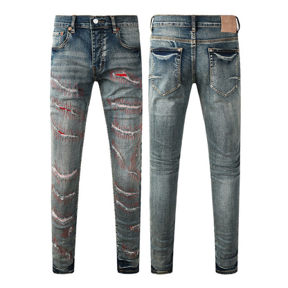 Men's Fashionable Ripped Straight-Leg Pants
