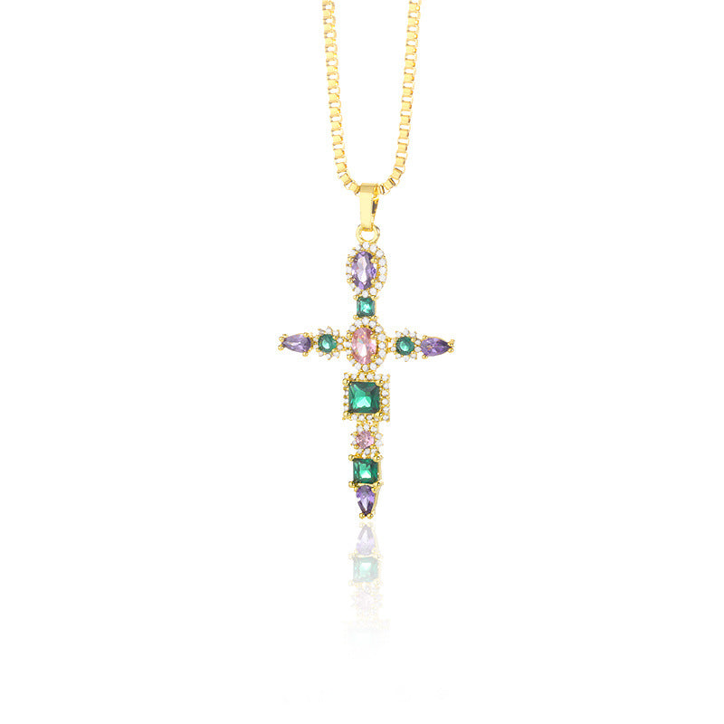 Zircon Cross Necklace For Men And Women
