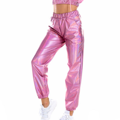 Women's Casual Sports Street Hip Hop Party Shiny Colorful Trousers Pants