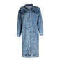 Women's Solid Color Long Sleeve Denim Large Overcoat Loose Jackets