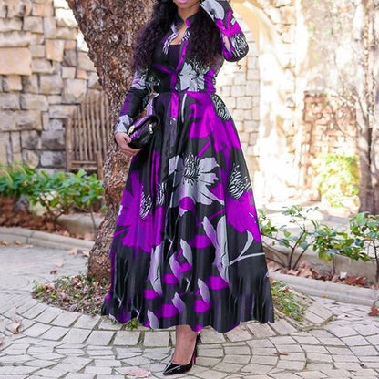 Digital Printing Four-sided Stretch Wide Hem Dresses