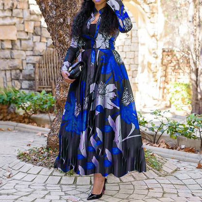 Digital Printing Four-sided Stretch Wide Hem Dresses