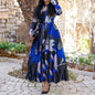 Digital Printing Four-sided Stretch Wide Hem Dresses