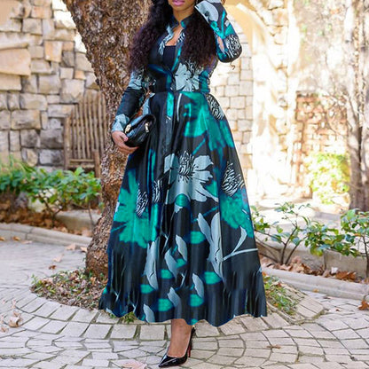 Digital Printing Four-sided Stretch Wide Hem Dresses