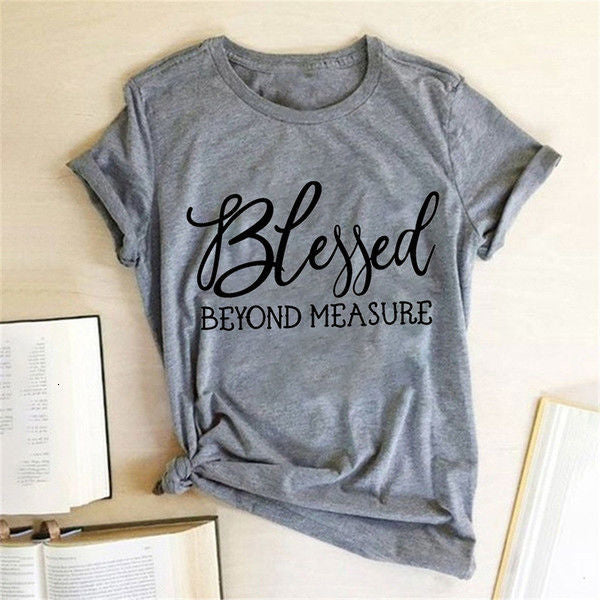Blessed Measure Women'S T-Shirt Harajuku Aesthetic Top Graphic T-Shirt Women'S Short Sleeve Round Neck Women'S Clothing