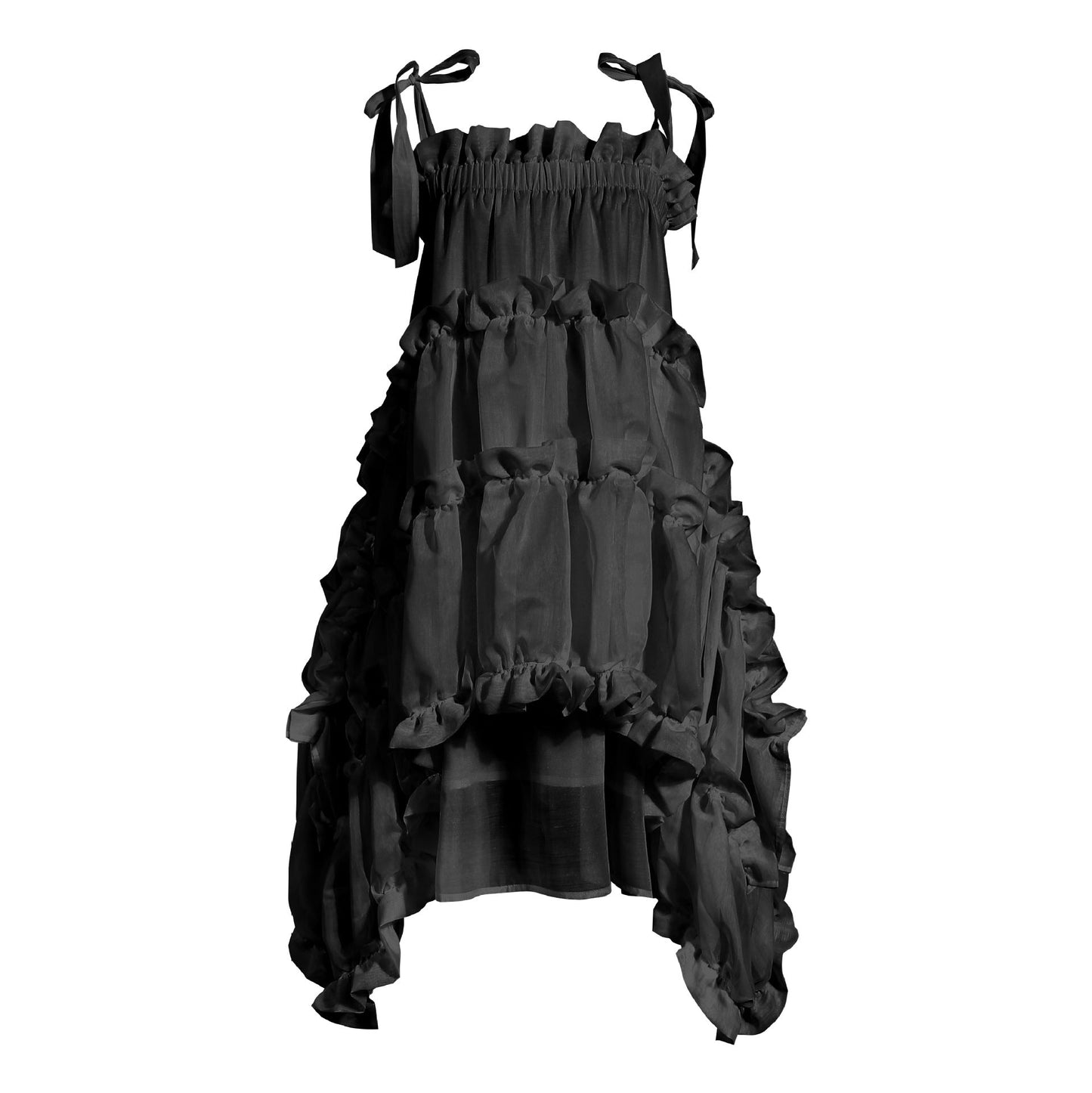 Dark Suspender Two Kinds Of Wearing Methods Artificial Silk Dresses