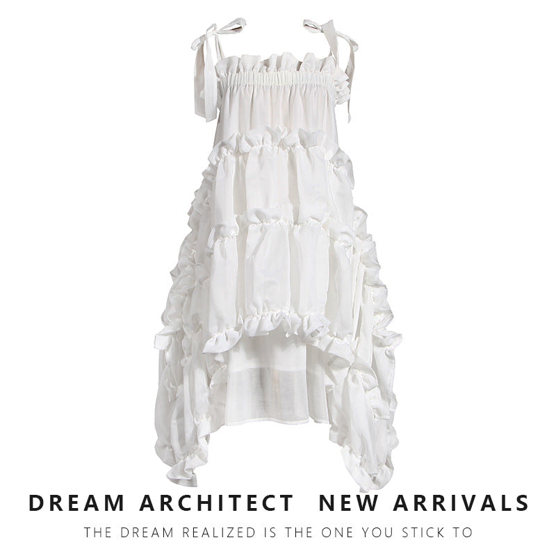 Dark Suspender Two Kinds Of Wearing Methods Artificial Silk Dresses