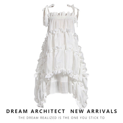 Dark Suspender Two Kinds Of Wearing Methods Artificial Silk Dresses