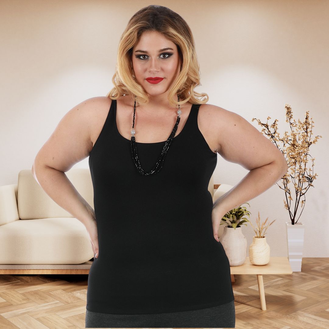 InstantFigure Curvy Plus Size Casual Scoop Neck Tank Top 168021C