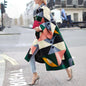 Women's Long Bell Sleeve Printed Loose Trench Coats
