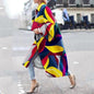 Women's Long Bell Sleeve Printed Loose Trench Coats