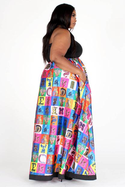 Black & Multicolor Multiprint Tube Maxi  Dress