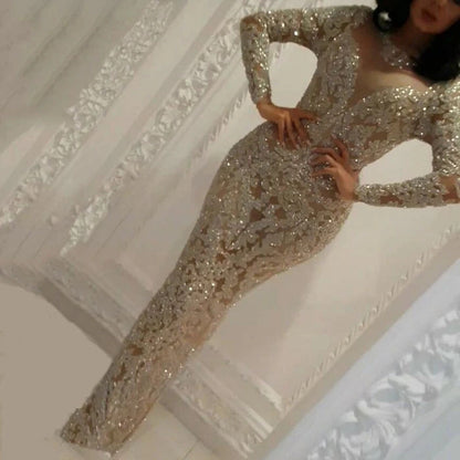 Women's Slim Bronzing Long Sleeve Sexy Dress Dresses