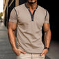 Men's Summer Polo Shirt with Button V-Neck, Short-sleeved