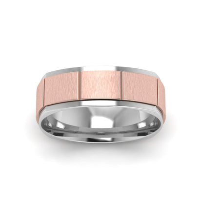 2 Tone Gold Texture Square Band Ring