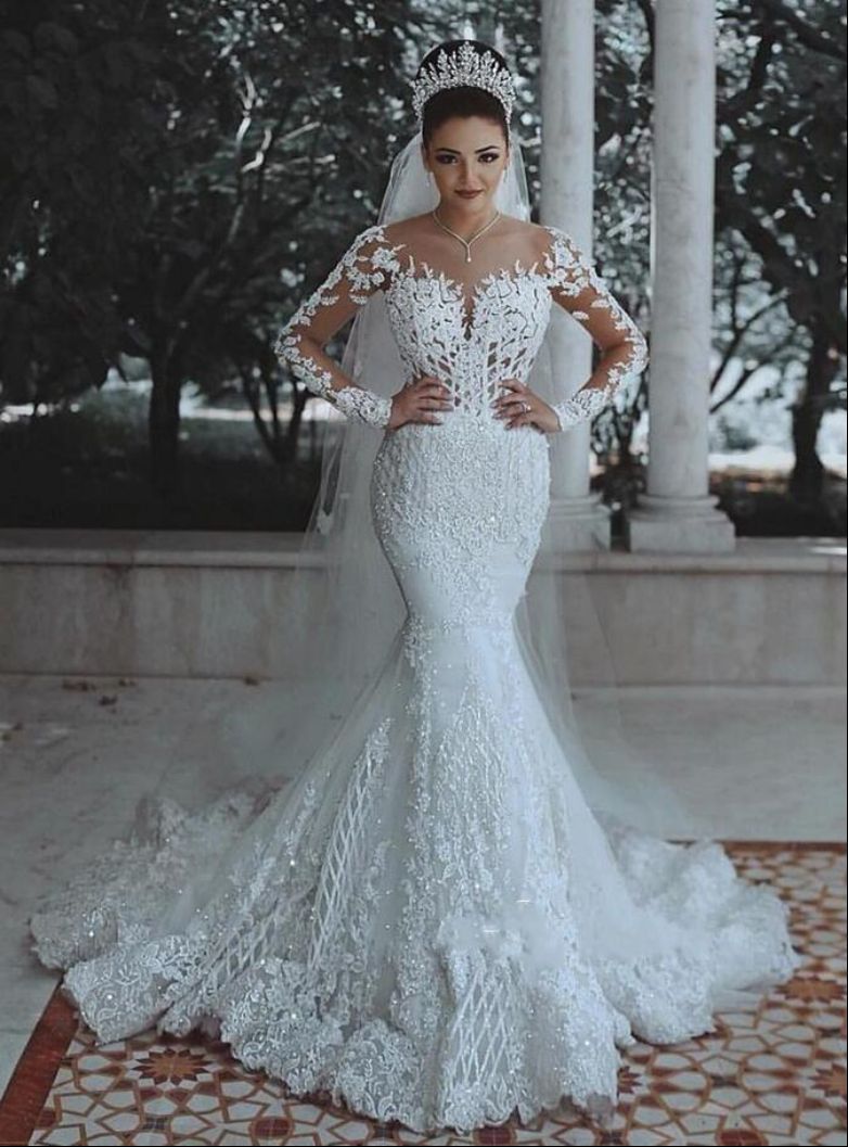 Classy Dress Sexy Deep Fishtail Lace Wedding Dresses