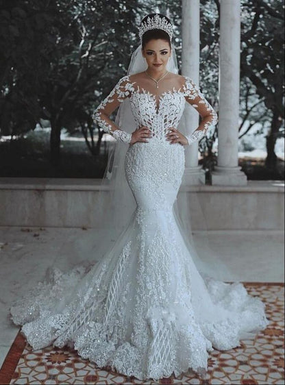Classy Dress Sexy Deep Fishtail Lace Wedding Dresses
