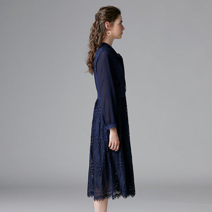 Dress French Style Chiffon Patchwork A- Dresses