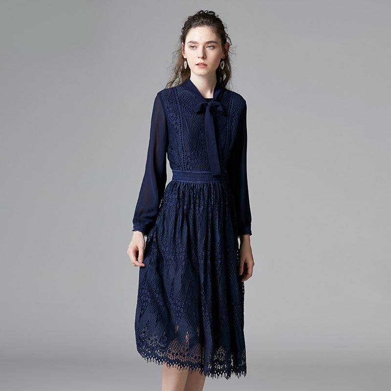 Dress French Style Chiffon Patchwork A- Dresses