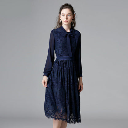 Dress French Style Chiffon Patchwork A- Dresses