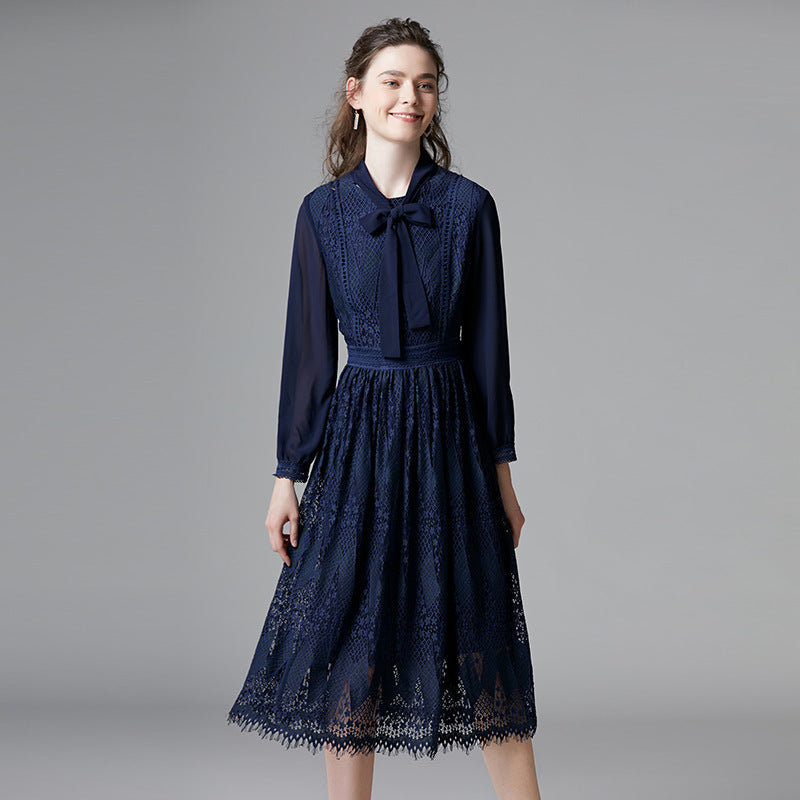Dress French Style Chiffon Patchwork A- Dresses