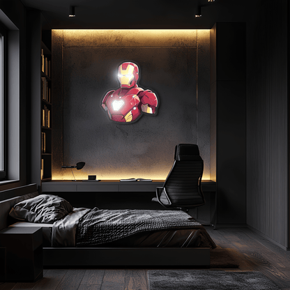 Ironman Plexiglass Neon Art, Ironman Neon Sign, Neon Light Sign