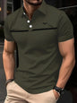 Men's Slim-Fit Printed Lapel Short-Sleeve Polo Shirt