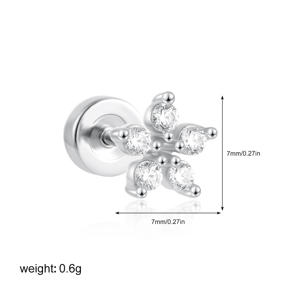 Stainless Steel 18K Gold Zircon Ear Bone Stud Titanium Steel Mini Ear Studs