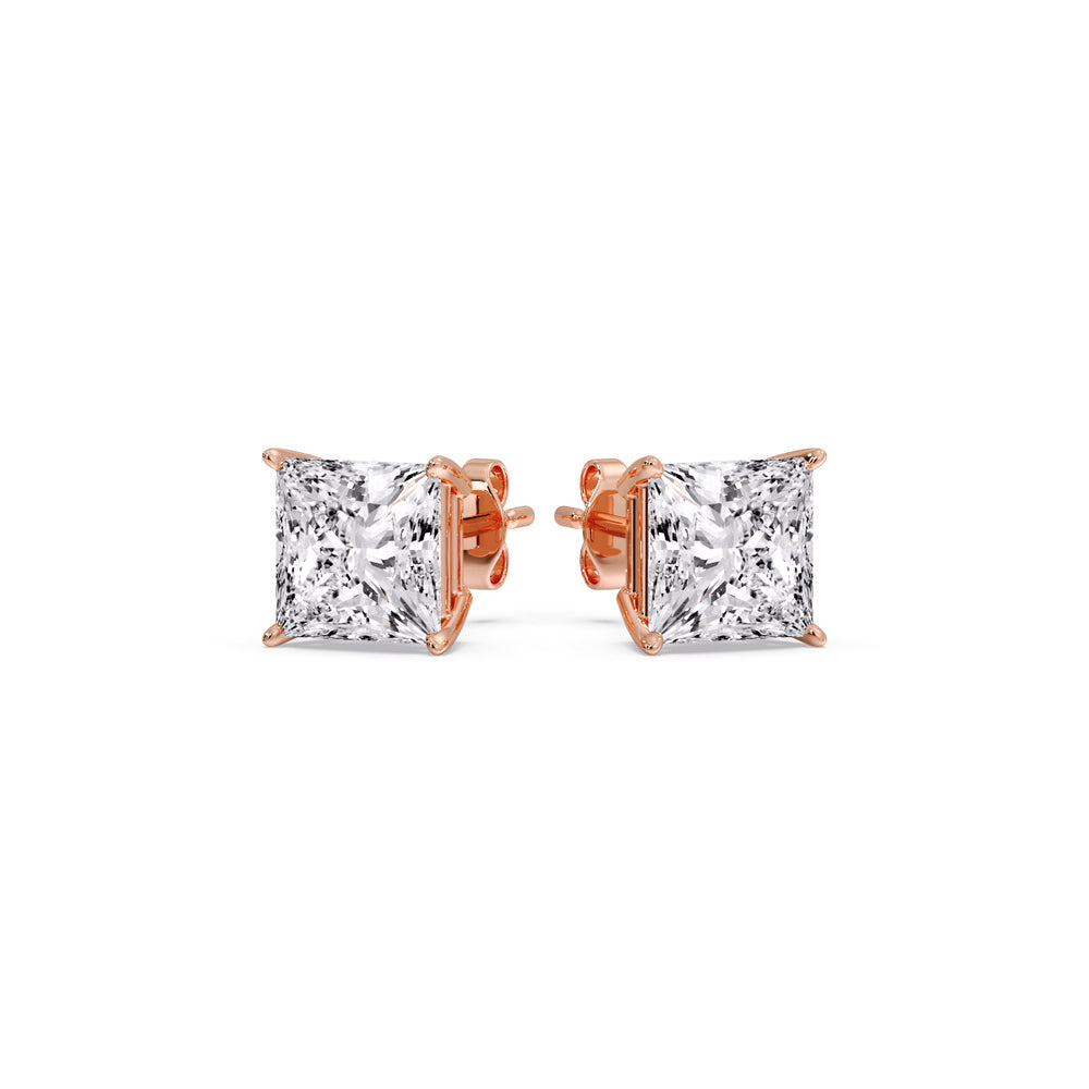 Princess-Cut Diamond Solitaire Stud Earrings [IGI Certified]