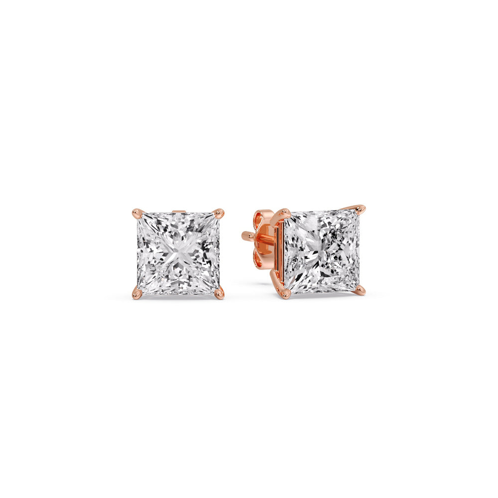 Princess-Cut Diamond Solitaire Stud Earrings [IGI Certified]