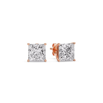Princess-Cut Diamond Solitaire Stud Earrings [IGI Certified]