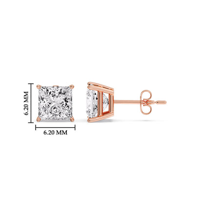 Princess-Cut Diamond Solitaire Stud Earrings [IGI Certified]