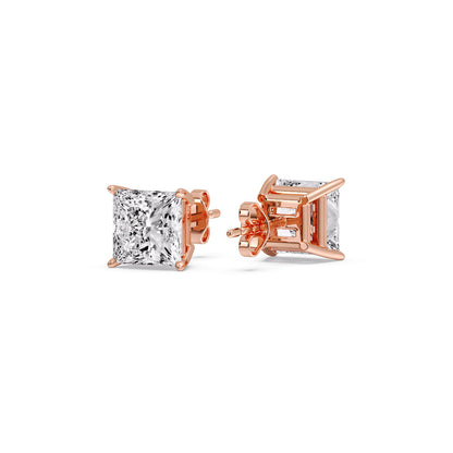 Princess-Cut Diamond Solitaire Stud Earrings [IGI Certified]