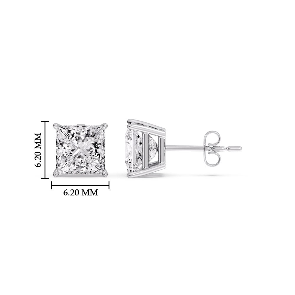 Princess-Cut Diamond Solitaire Stud Earrings [IGI Certified]