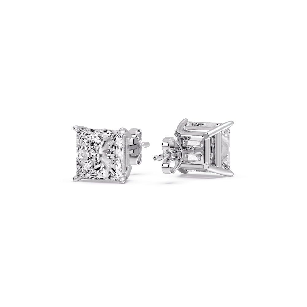 Princess-Cut Diamond Solitaire Stud Earrings [IGI Certified]