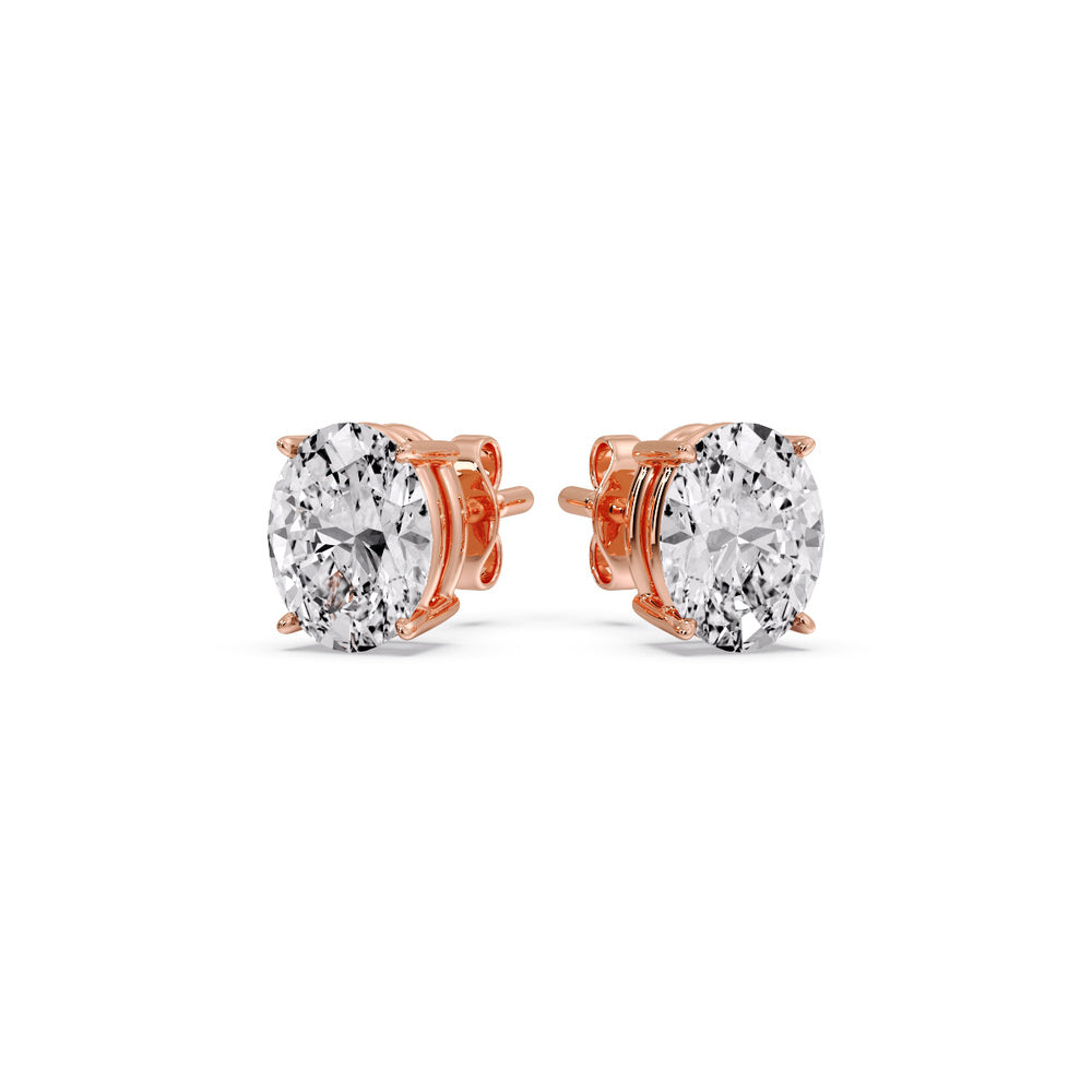Classic Four Prong Oval Diamond Solitaire Stud Earrings [IGI Certified]