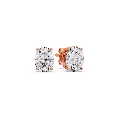 Classic Four Prong Oval Diamond Solitaire Stud Earrings [IGI Certified]