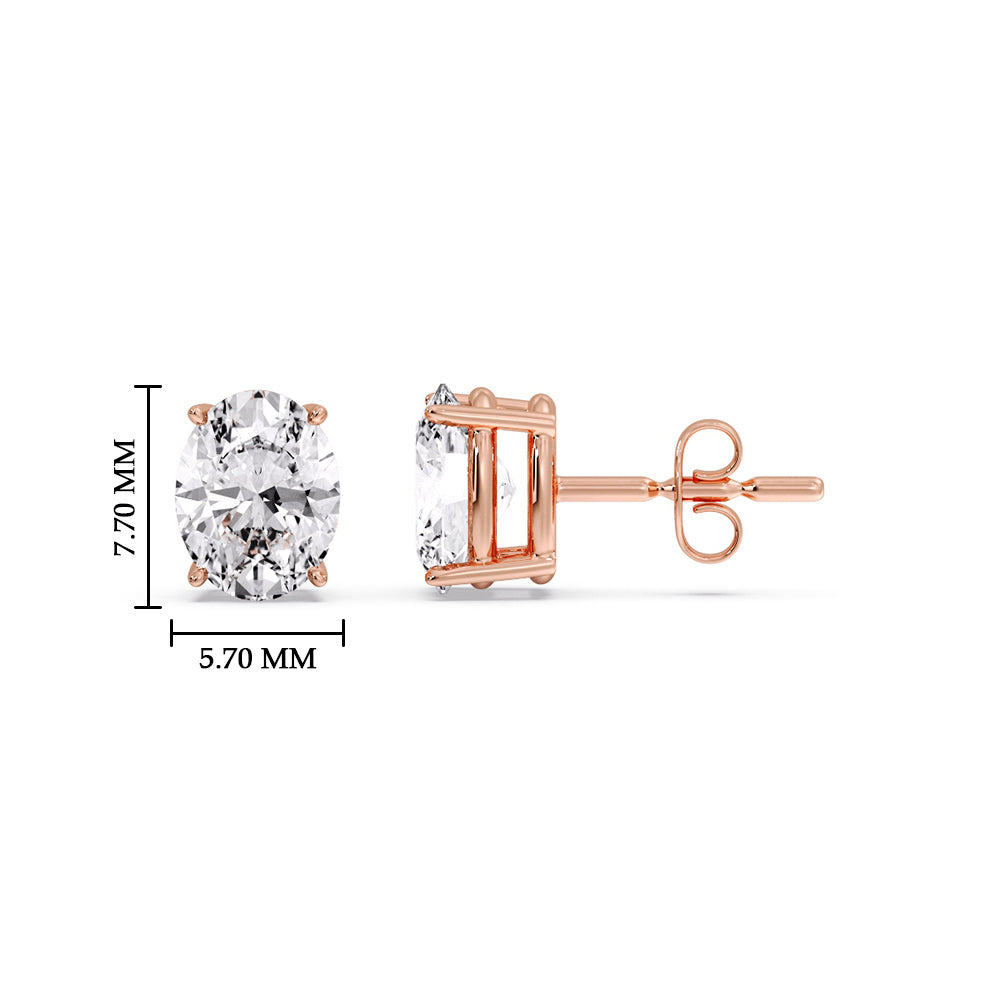 Classic Four Prong Oval Diamond Solitaire Stud Earrings [IGI Certified]