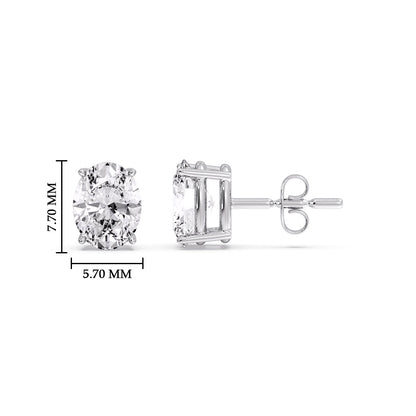Classic Four Prong Oval Diamond Solitaire Stud Earrings [IGI Certified]