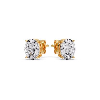 Classic Four Prong Oval Diamond Solitaire Stud Earrings [IGI Certified]