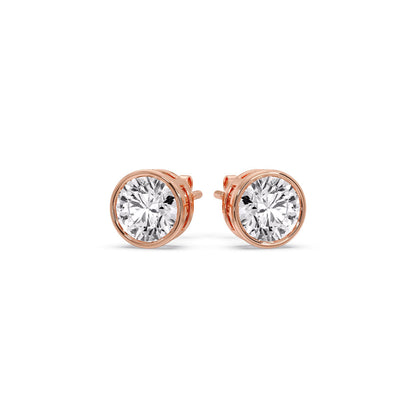 Bezel-Set Brilliant Round Diamond Solitaire Stud Earrings [IGI Certified]
