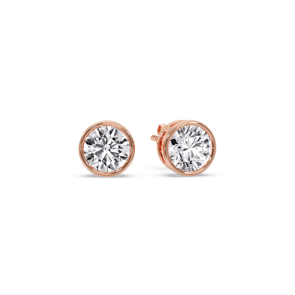 Bezel-Set Brilliant Round Diamond Solitaire Stud Earrings [IGI Certified]