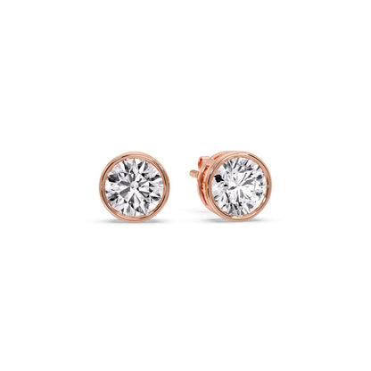 Bezel-Set Brilliant Round Diamond Solitaire Stud Earrings [IGI Certified]